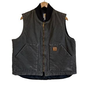 Carhartt Men’s Canvas Vest Quilted Lining Gray Size Large V02 029